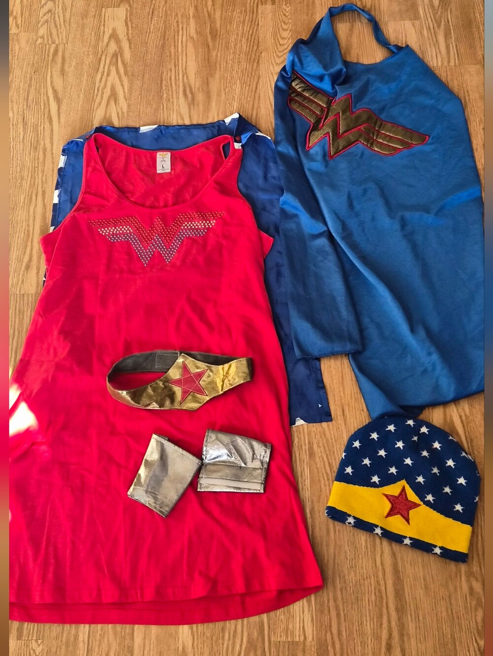 Wonder Woman-Inspired Kids Superhero Costume Set - Red & Blue with Gold Accents